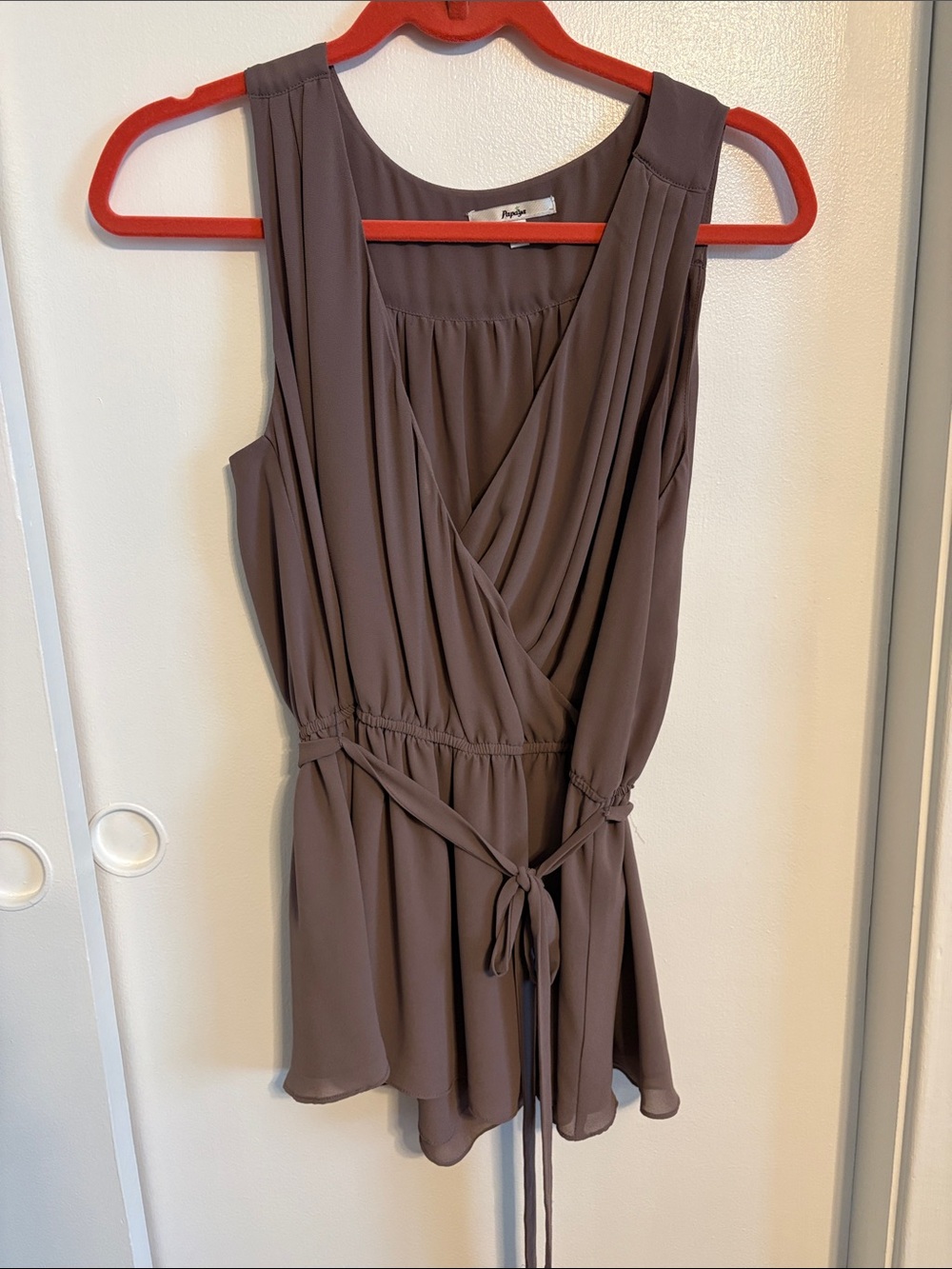 Papaya Mauve Purple Sleeveless Wrap Tank Top